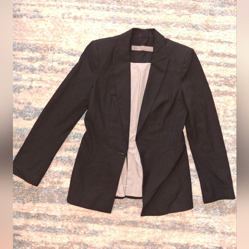 Zara One Button Black Blazer Size Small GUC